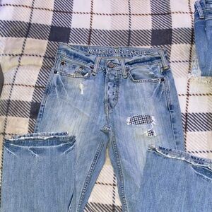 American Eagle Outfitters Women's Light Blue Straight Leg Jeans